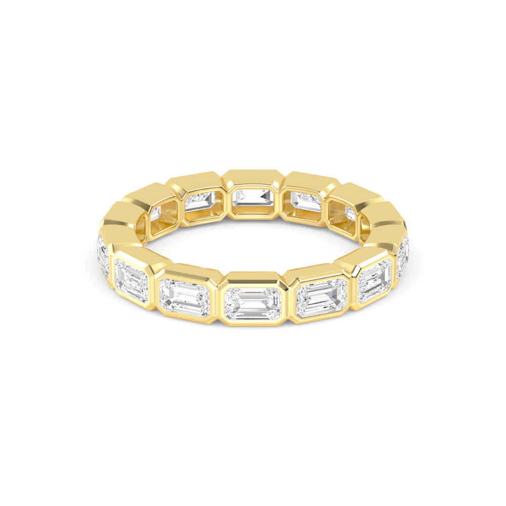 2.82ctw Emerald Cut Lab-Grown Diamond Bezel-Set East-West Stackable Eternity Band in 14k Yellow Gold