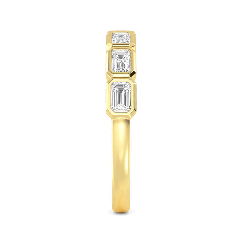 0.76ctw Emerald Cut Lab-Grown Diamond Bezel-Set East-West Stackable Band in 14k Yellow Gold