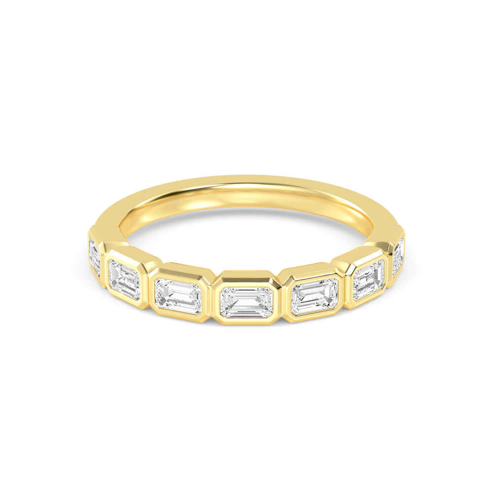 0.76ctw Emerald Cut Lab-Grown Diamond Bezel-Set East-West Stackable Band in 14k Yellow Gold