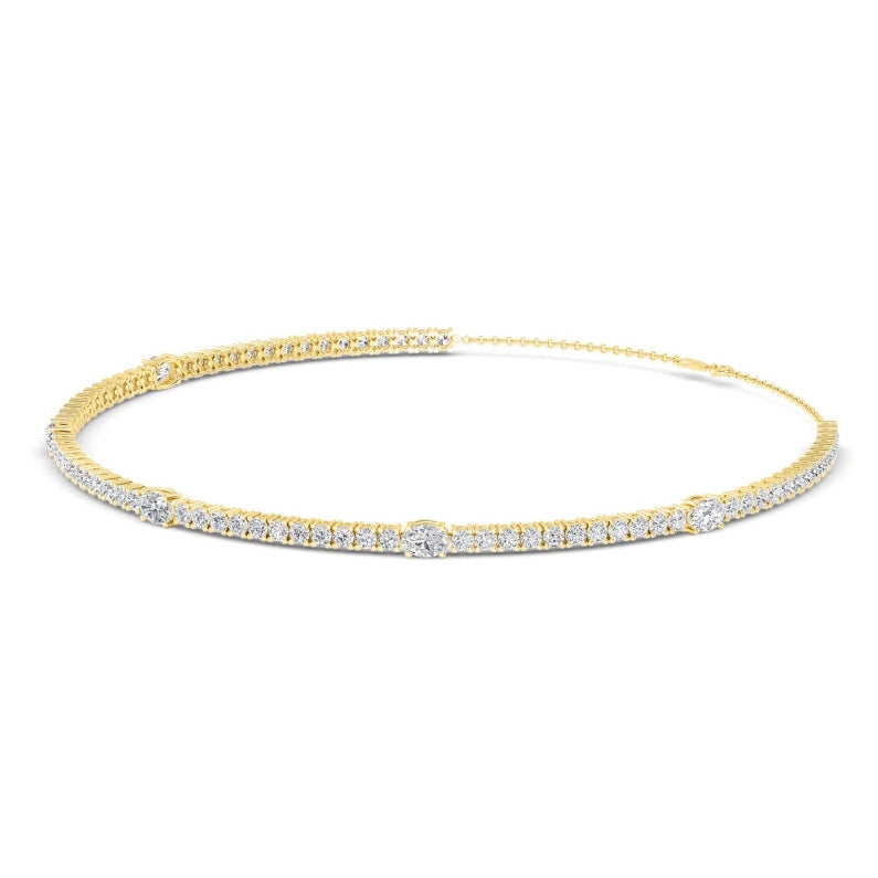 10.42ctw Oval & Round Brilliant Lab-Grown Diamond Choker Necklace in 14k Yellow Gold