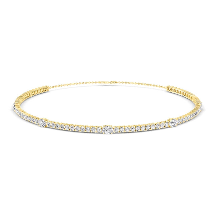 10.42ctw Oval & Round Brilliant Lab-Grown Diamond Choker Necklace in 14k Yellow Gold