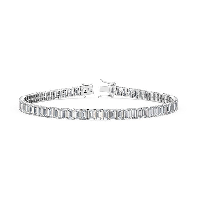 7.07ctw Emerald Cut Lab-Grown Diamond Tennis Bracelet in 14k White Gold