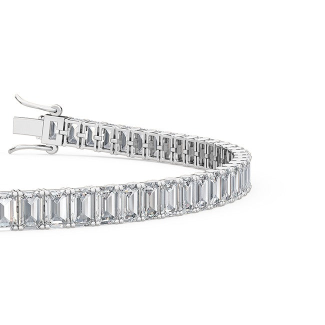 7.07ctw Emerald Cut Lab-Grown Diamond Tennis Bracelet in 14k White Gold