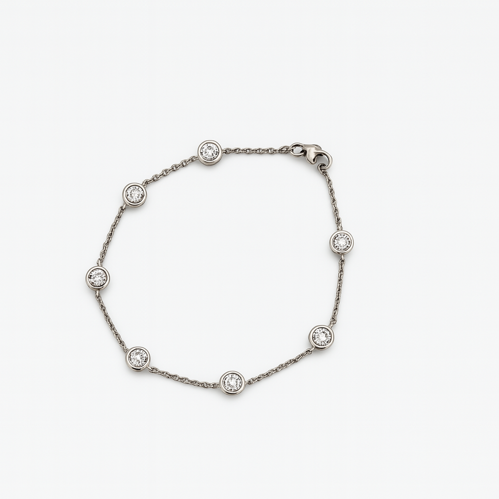 1.57ctw Round Brilliant Lab-Grown Diamonds by the Yard Station Bracelet in 14k White Gold