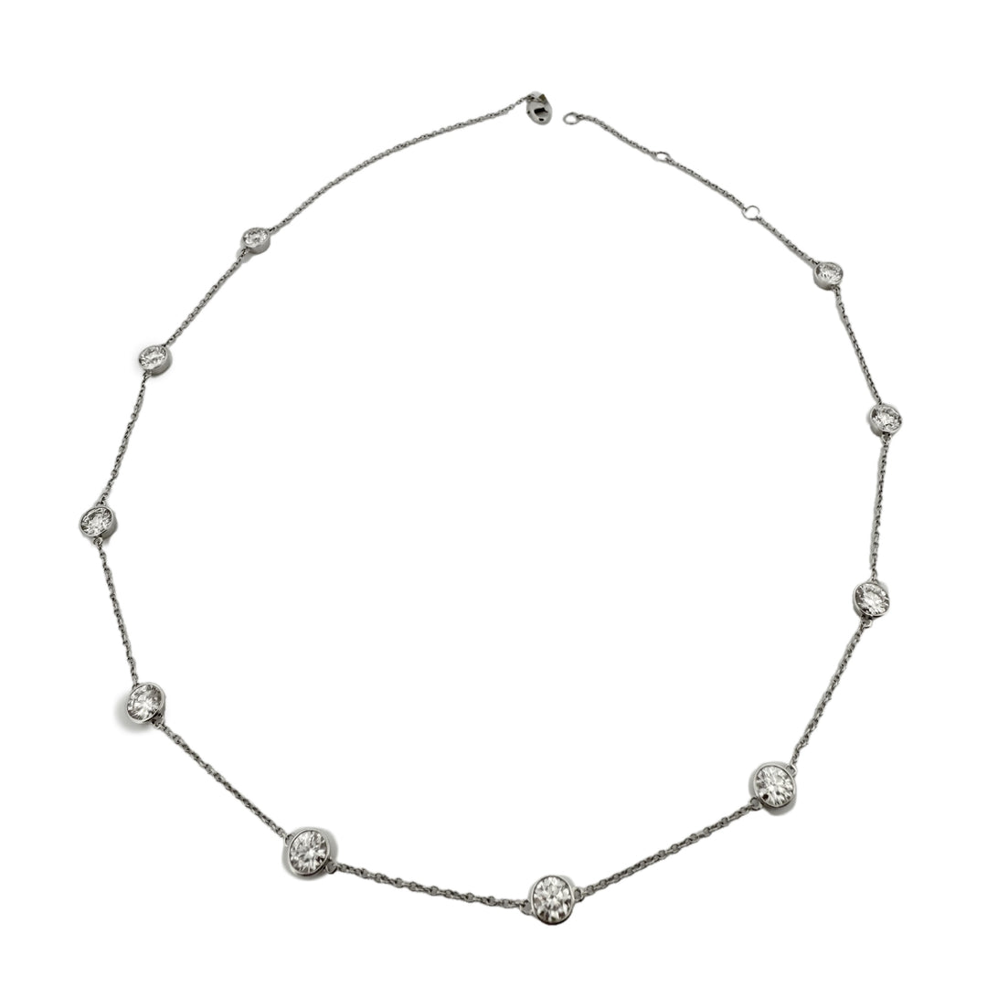 4.24ctw Round Brilliant Lab-Grown Diamonds by the Yard Station Necklace in 14k White Gold