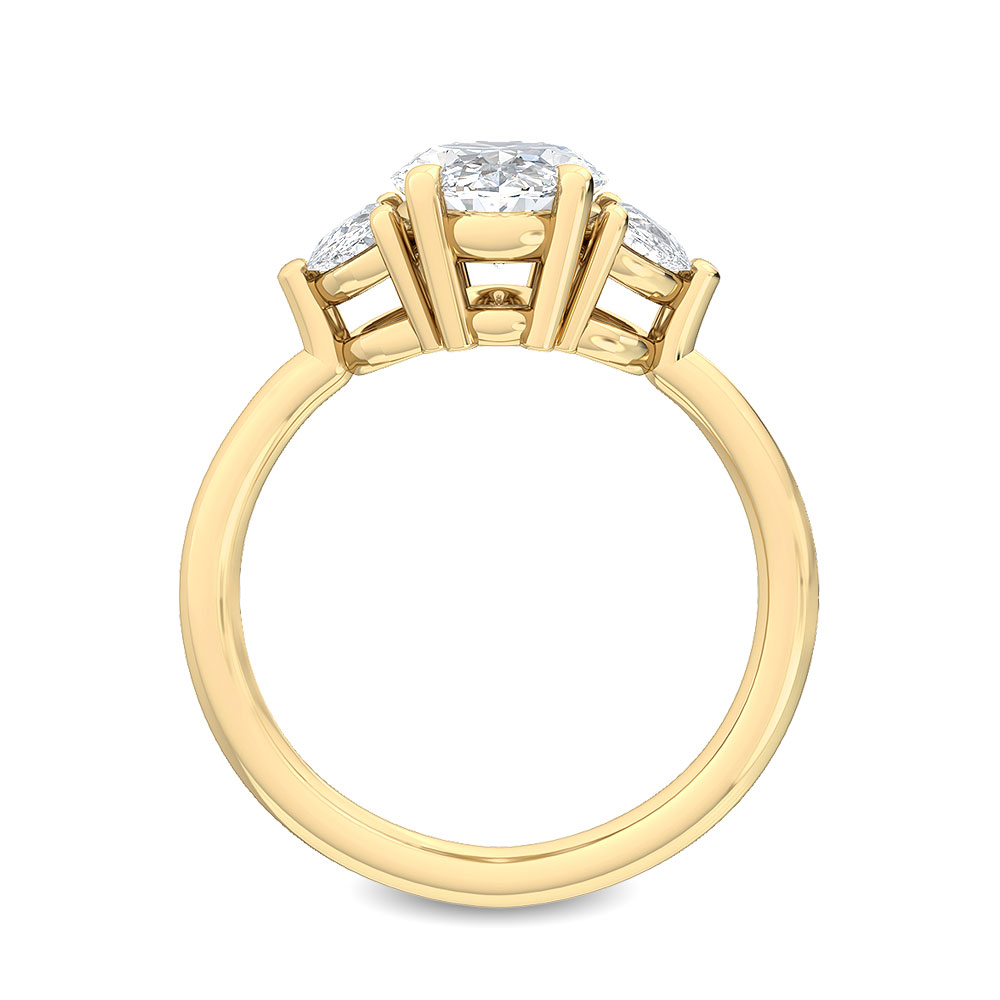 3.50ctw Oval with Half Moon Lab-Grown Diamond 3-Stone Engagement Ring in 14k Yellow  Gold
