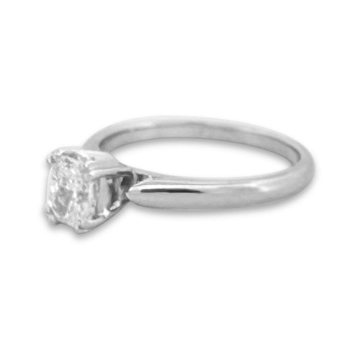 0.72ct Radiant Cut Natural Diamond Solitaire Engagement Ring in 14k White Gold