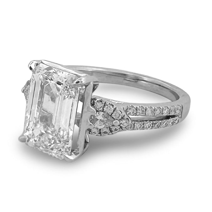 IGI Graded 4.54ct Emerald Cut Lab-Grown & Natural Diamond Engagement Ring 14k White Gold
