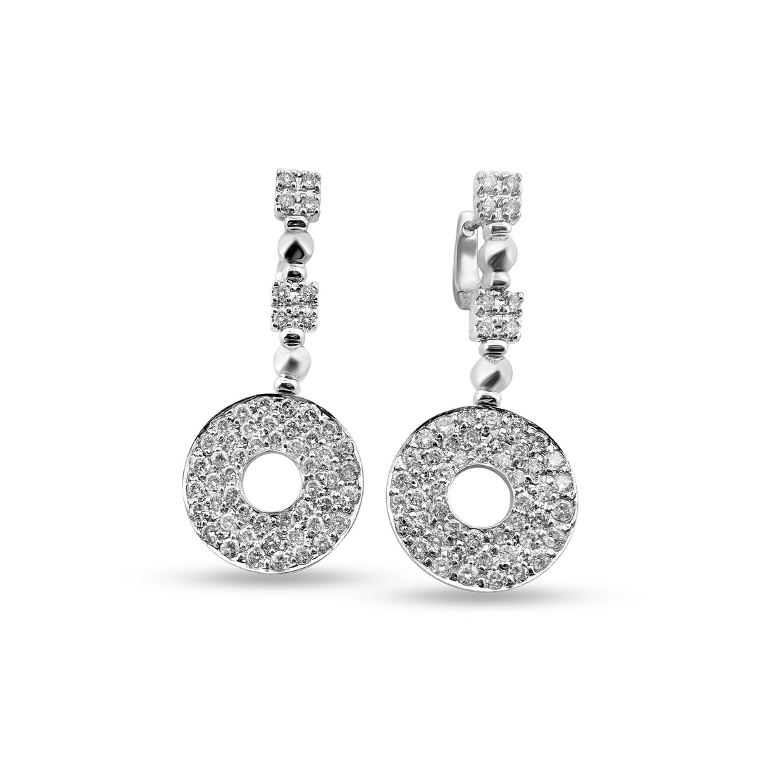 1.12ctw Round Brilliant Diamond Circular Drop Earrings in 18k White Gold