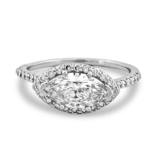 GIA Graded 1.20cts Marquise Cut Natural Diamond East-West Engagement Ring in Platinum