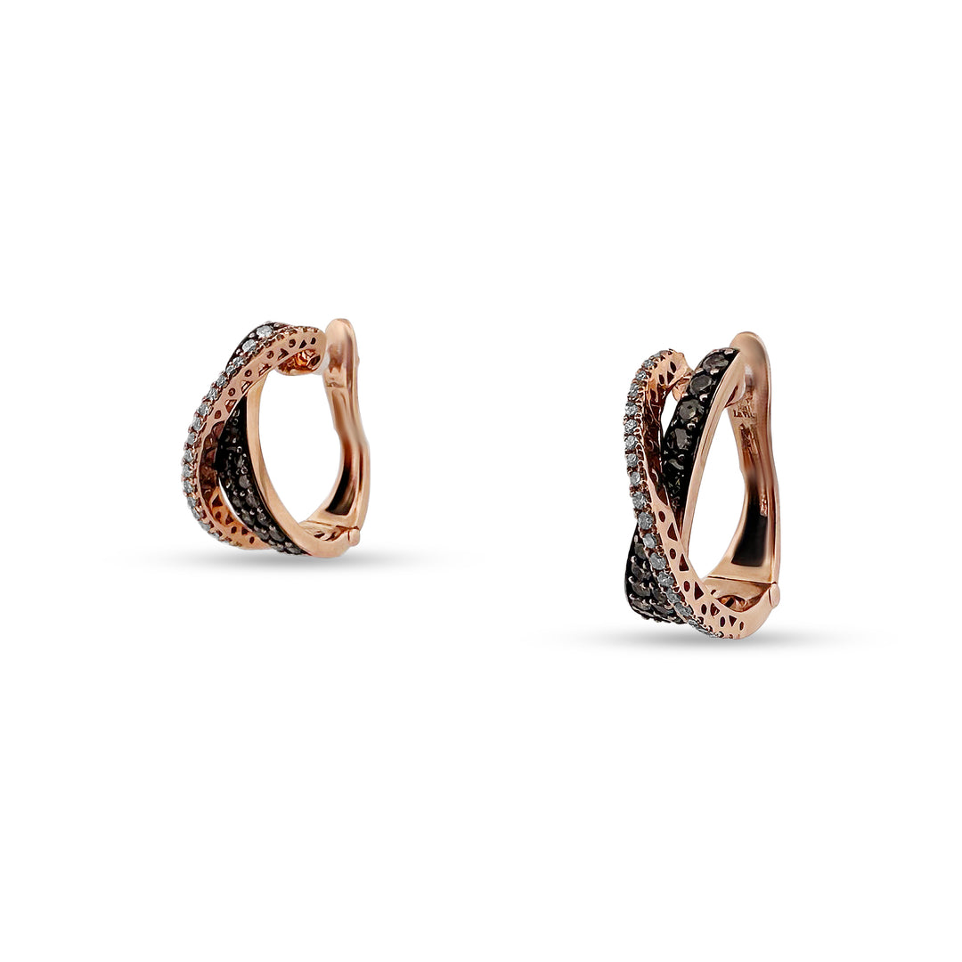 Chocolate & Colorless Diamond 14k Rose Gold Hoop Earrings by Le Vian