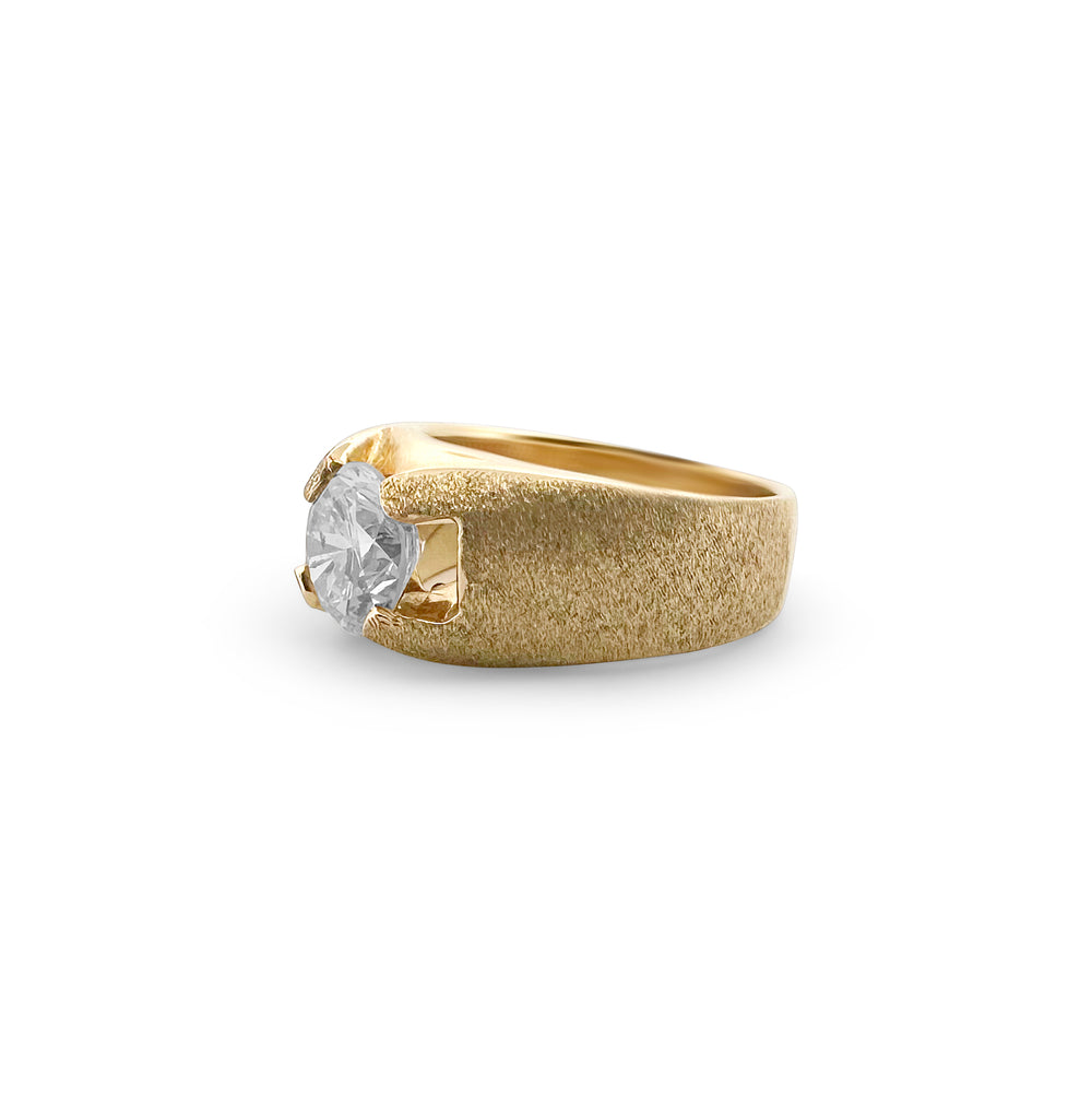 2.12cts Round Brilliant Diamond Men's Ring in 14k Yellow Gold