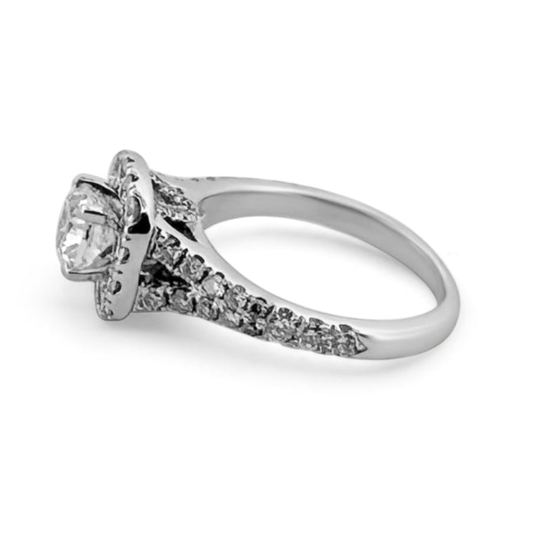 Neil Lane Cushion Cut Diamond Halo Engagement Ring in 14k White Gold - side