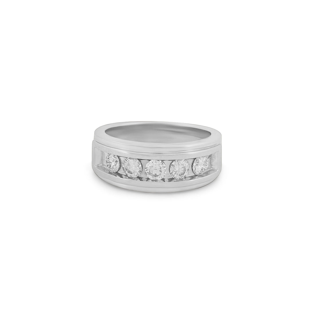 1ctw Round Brilliant Cut Diamond Men's Ring in 14k White Gold