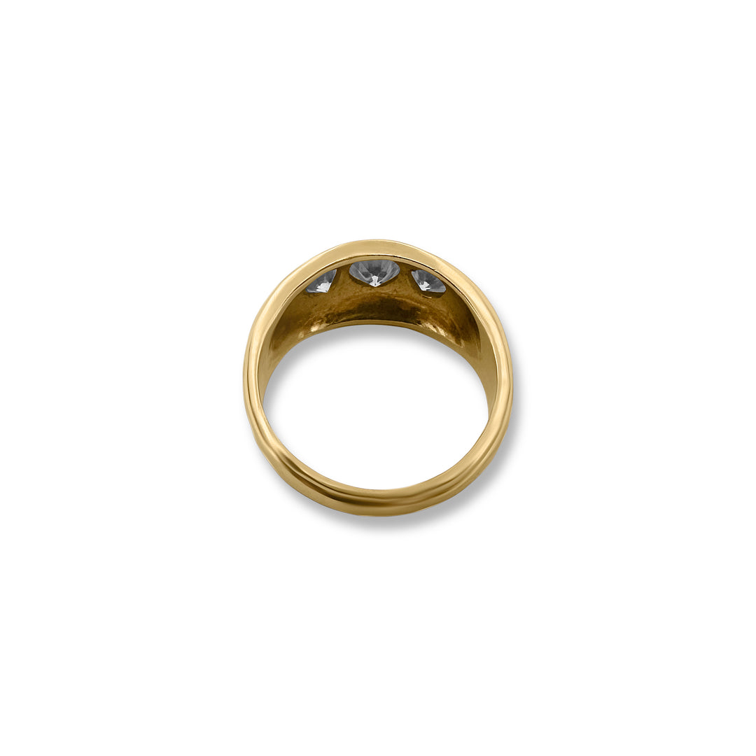 1.10ctw 3-Stone Diamond Men's Ring in 14k Yellow Gold
