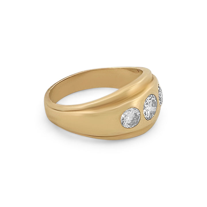 1.10ctw 3-Stone Diamond Men's Ring in 14k Yellow Gold