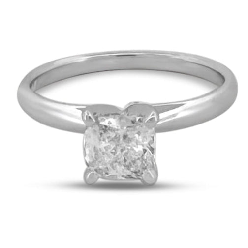 GSI Graded 1.04cts Cushion Cut Natural Diamond Solitaire Engagement Ring in 14k White Gold