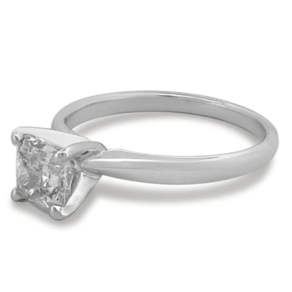 GSI Graded 1.04cts Cushion Cut Natural Diamond Solitaire Engagement Ring in 14k White Gold