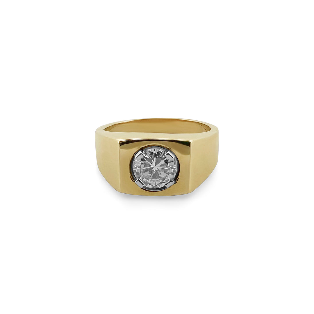 1.30cts Round Brilliant Diamond Men's Ring in 14k Yellow Gold