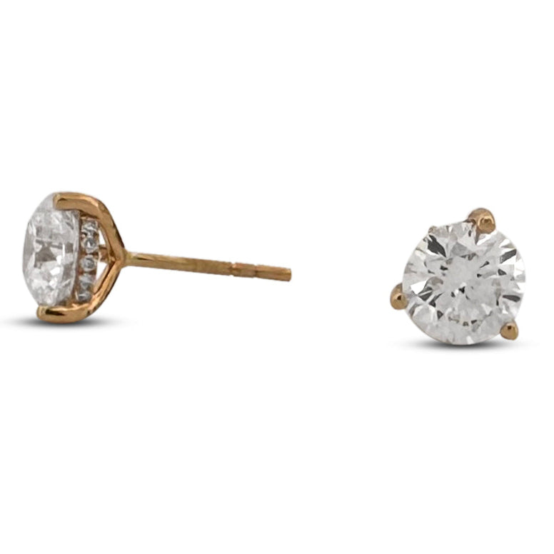 3.27ctw Round Brilliant Lab-Grown Diamond Hidden Halo Stud Earrings in 14k Yellow Gold