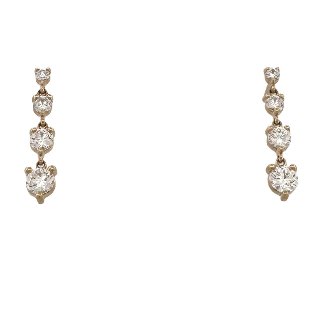 1.28ctw Round Brilliant Lab-Grown Diamond Dangle Earrings in 14k Yellow Gold