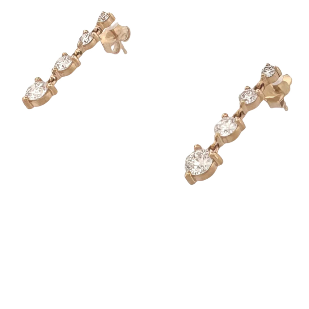 1.28ctw Round Brilliant Lab-Grown Diamond Dangle Earrings in 14k Yellow Gold