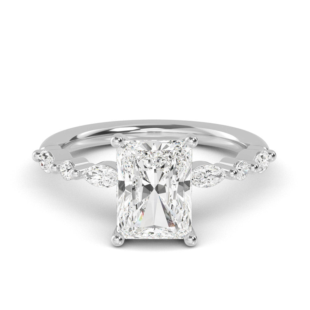IGI Graded 2.29ctw Radiant Cut with Marquise & Round Lab-Grown Diamond Engagement Ring 14k White Gold