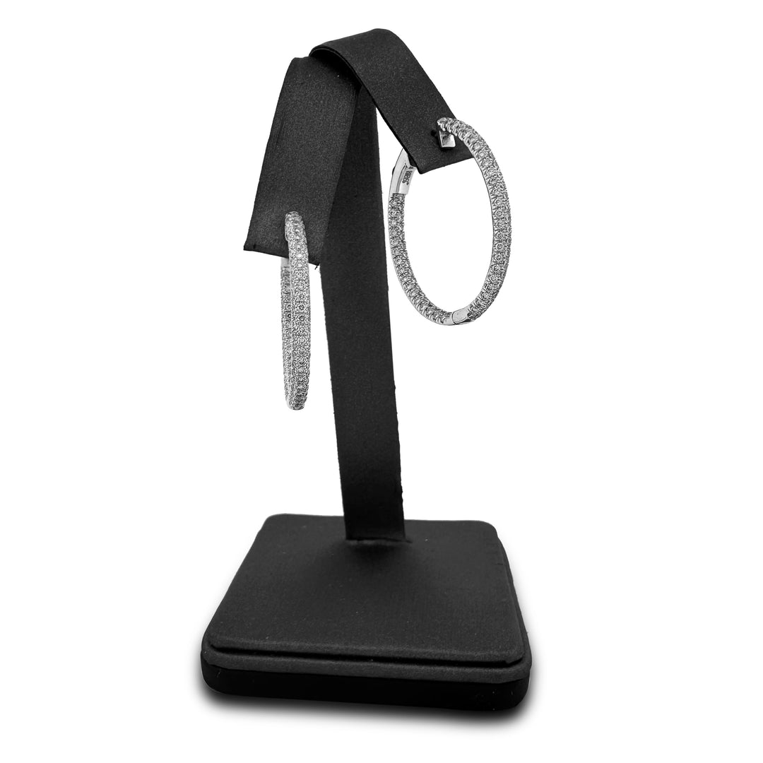 2.43ctw Round Brilliant Lab-Grown Diamond Inside-Out Hoop Earrings in 14kt White Gold