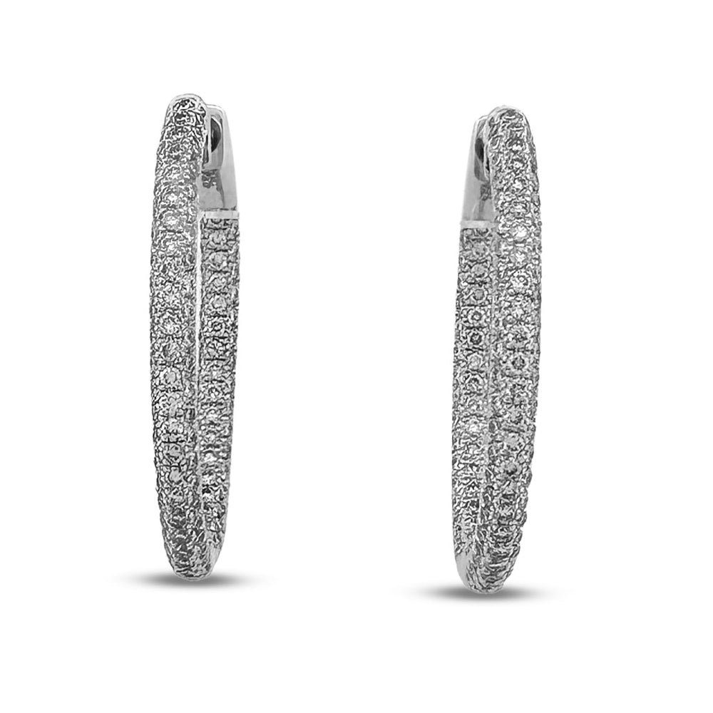 2.43ctw Round Brilliant Lab-Grown Diamond Inside-Out Hoop Earrings in 14kt White Gold