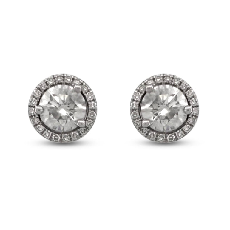 2.06ctw Round Brilliant Cut Halo Lab-Grown Diamond Stud Earrings in 14k White Gold