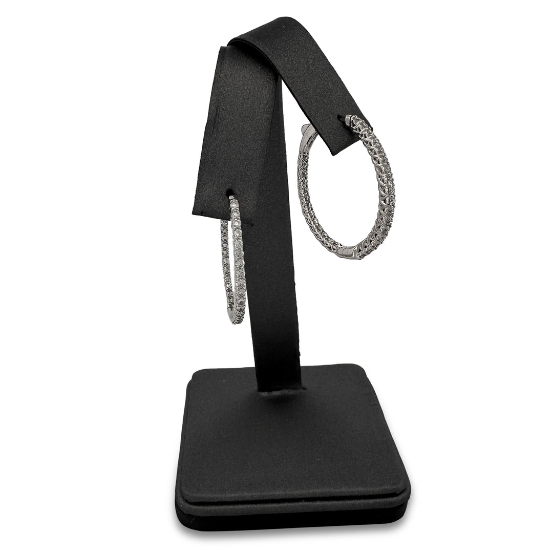 1.51ctw Round Brilliant Lab-Grown Diamond Inside-Out Hoop Earrings in 14kt White Gold