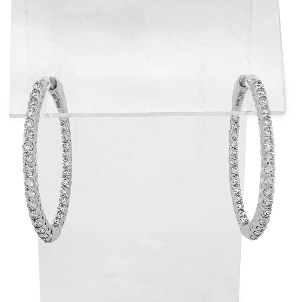 1.51ctw Round Brilliant Lab-Grown Diamond Inside-Out Hoop Earrings in 14kt White Gold