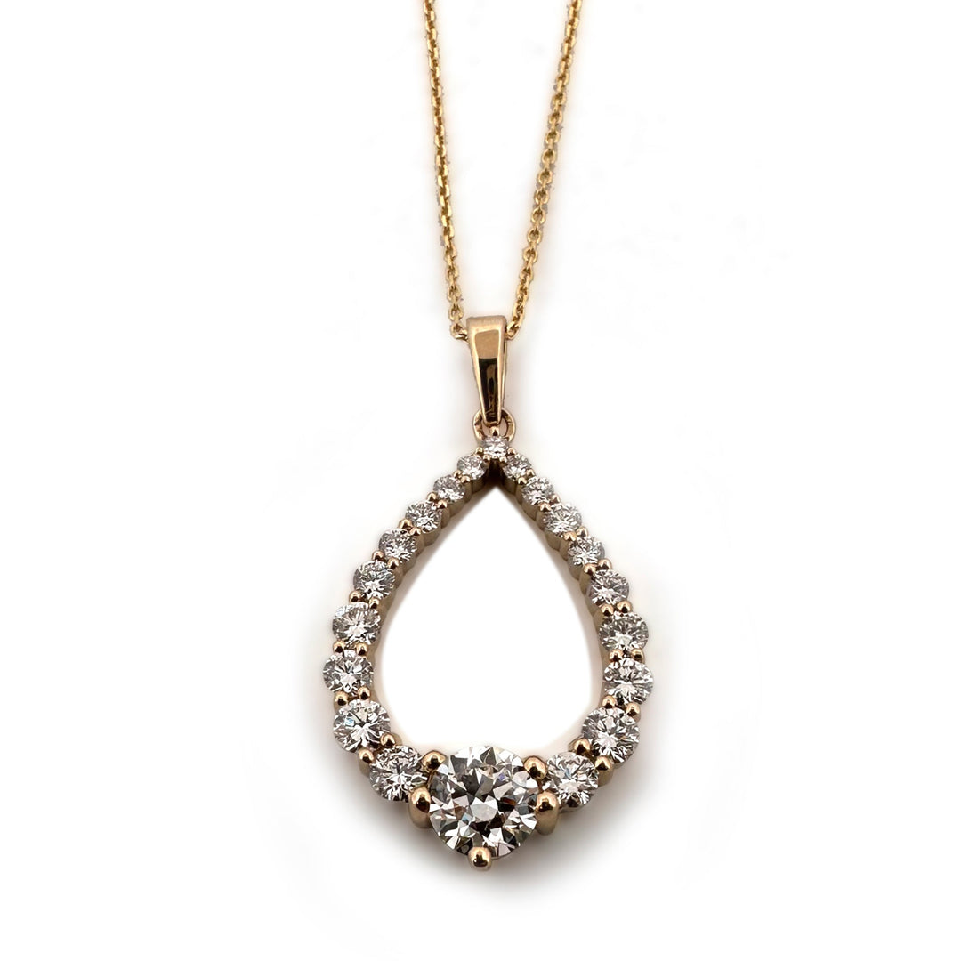 1.28ctw Round Brilliant Lab-Grown Diamond Teardrop Pendant Necklace in 14k Gold