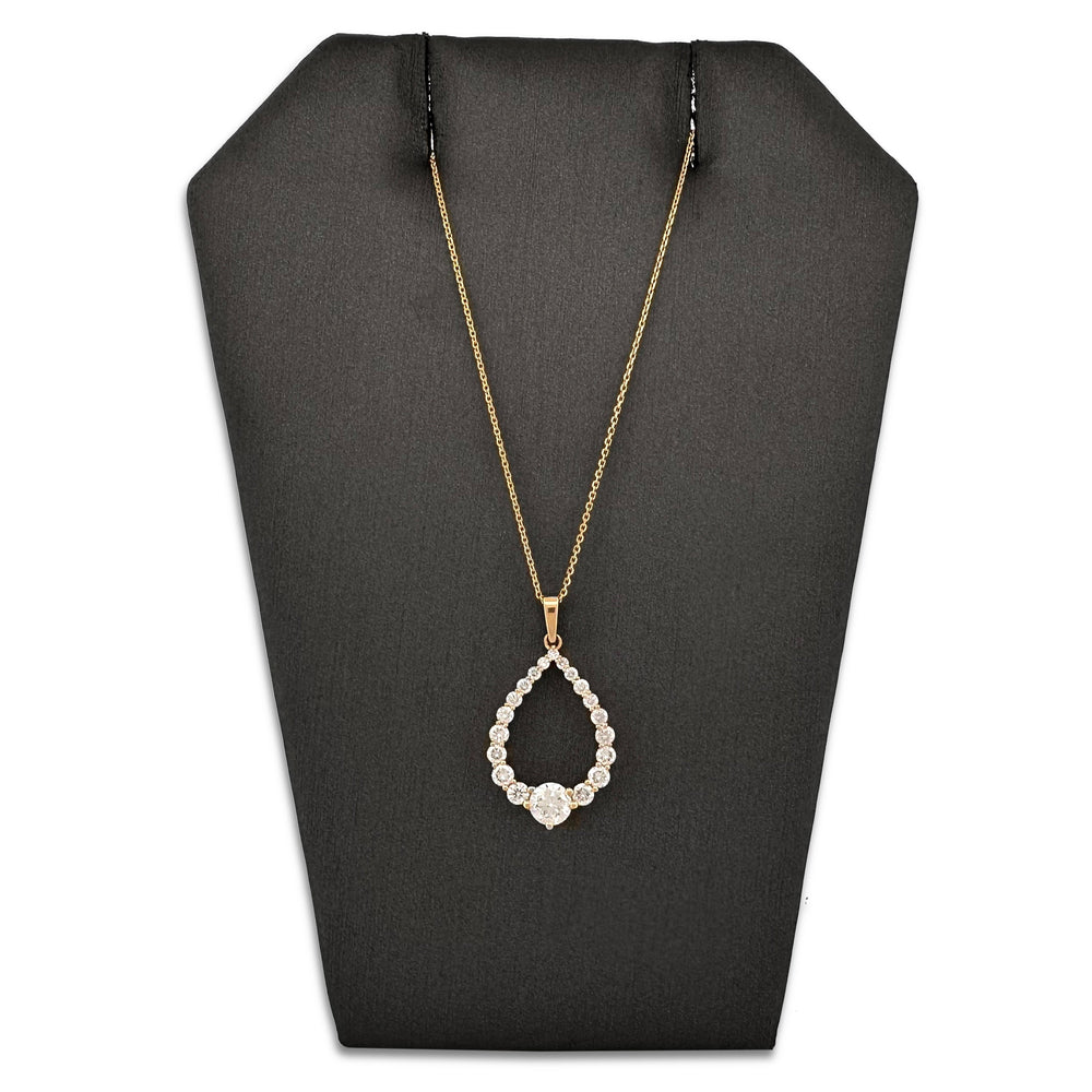 1.28ctw Round Brilliant Lab-Grown Diamond Teardrop Pendant Necklace in 14k Yellow Gold