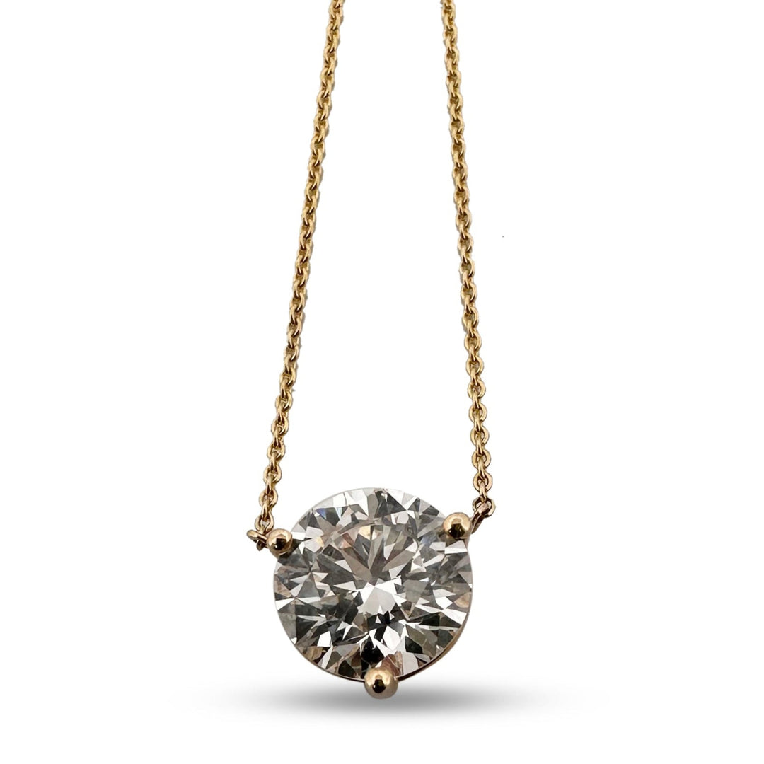 2.04cts Round Brilliant Lab-Grown Floating Diamond Solitaire Pendant Necklace in 14k Yellow Gold