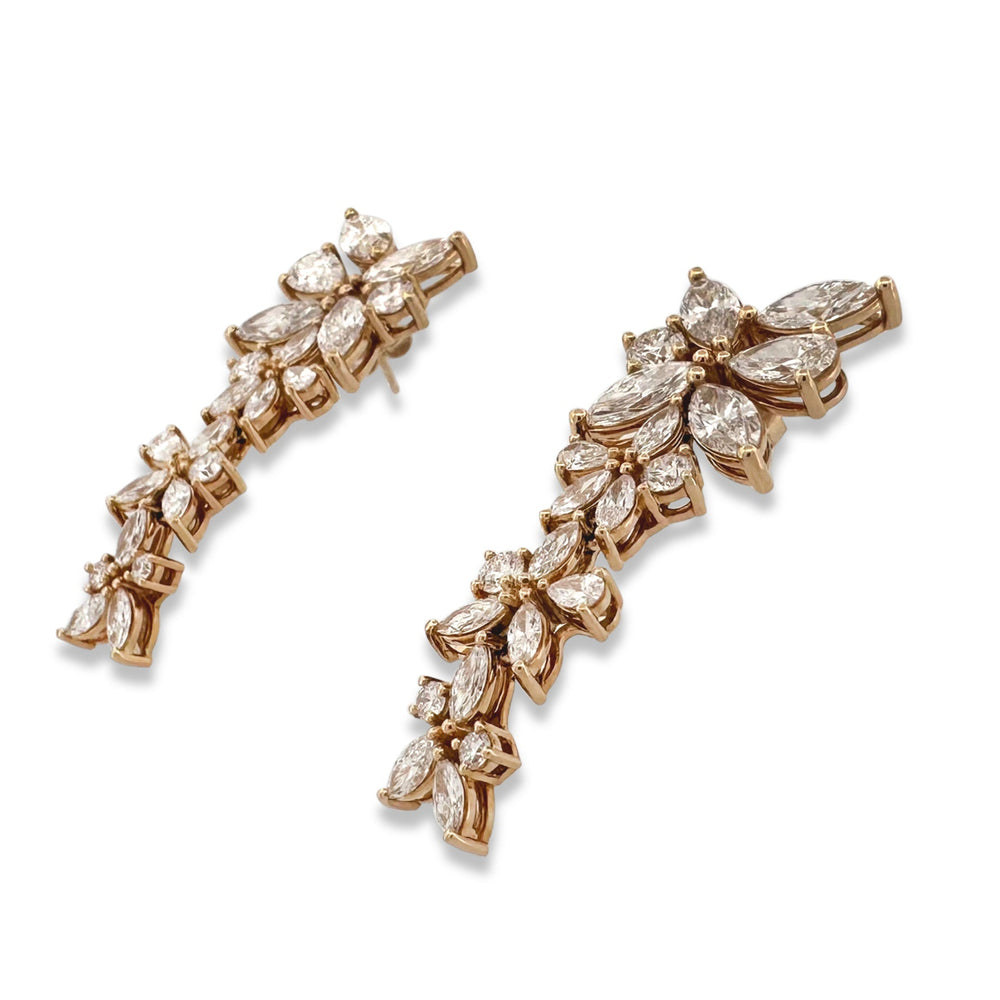 8.74ctw Marquise, Pear & Round Lab-Grown Diamond Dangle Earrings in 14k Yellow Gold