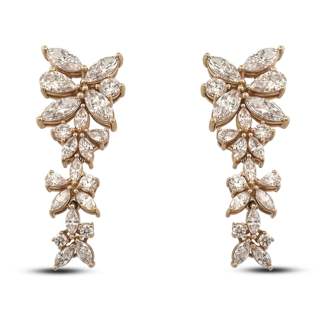8.74ctw Marquise, Pear & Round Lab-Grown Diamond Dangle Earrings in 14k Yellow Gold