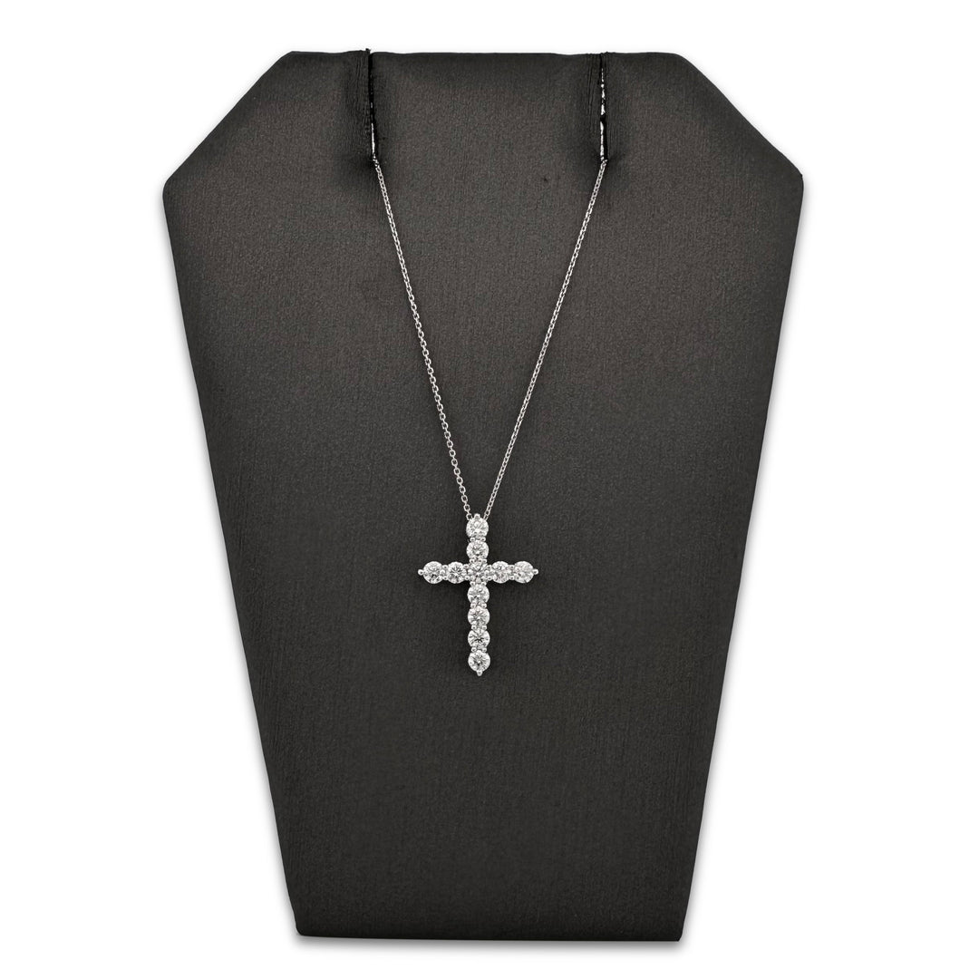 1.10ctw Round Brilliant Cut Lab-Grown Diamond Cross Pendant Necklace in 14k White Gold