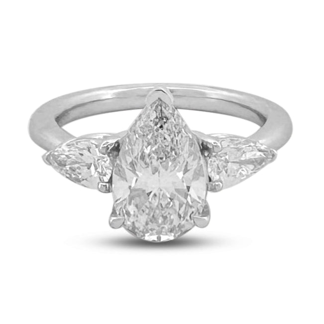 IGI Graded 2.62ctw Pear Cut Lab-Grown Diamond 3-Stone Engagement Ring in 14k White Gold