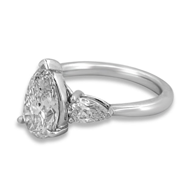 IGI Graded 2.62ctw Pear Cut Lab-Grown Diamond 3-Stone Engagement Ring in 14k White Gold