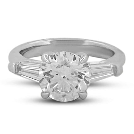 IGI Graded 2.53ctw Round Brilliant & Tapered Baguette Lab-Grown Diamond Engagement Ring in 14k White Gold
