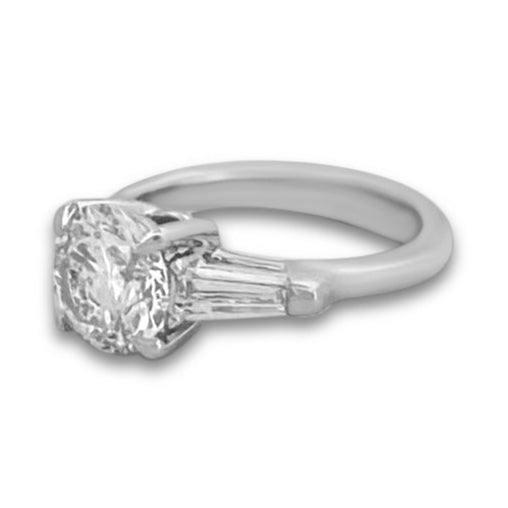 IGI Graded 2.53ctw Round Brilliant & Tapered Baguette Lab-Grown Diamond Engagement Ring in 14k White Gold