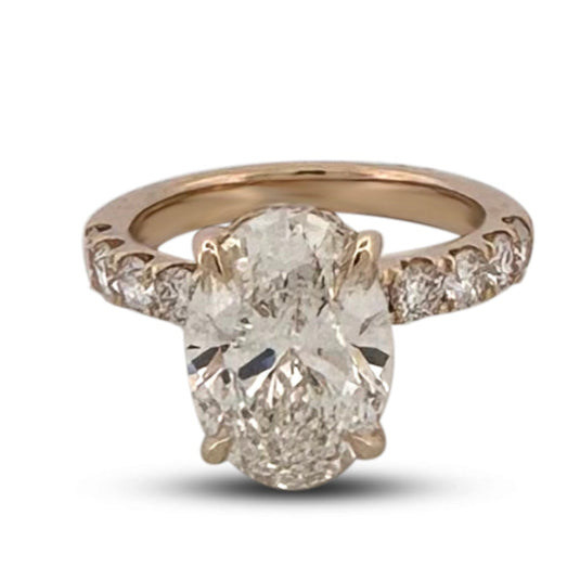 IGI Graded 5.07ctw Oval with Round Brilliant Lab-Grown Diamond Engagement Ring in 14k Yellow Gold