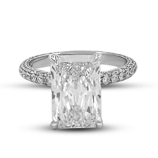IGI Graded 4.04ct Radiant Cut Center Lab-Grown Diamond Engagement Ring in 14k White Gold