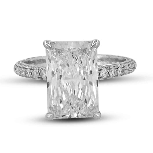 IGI Graded 4.04ct Radiant Cut Center Lab-Grown Diamond Engagement Ring in 14k White Gold