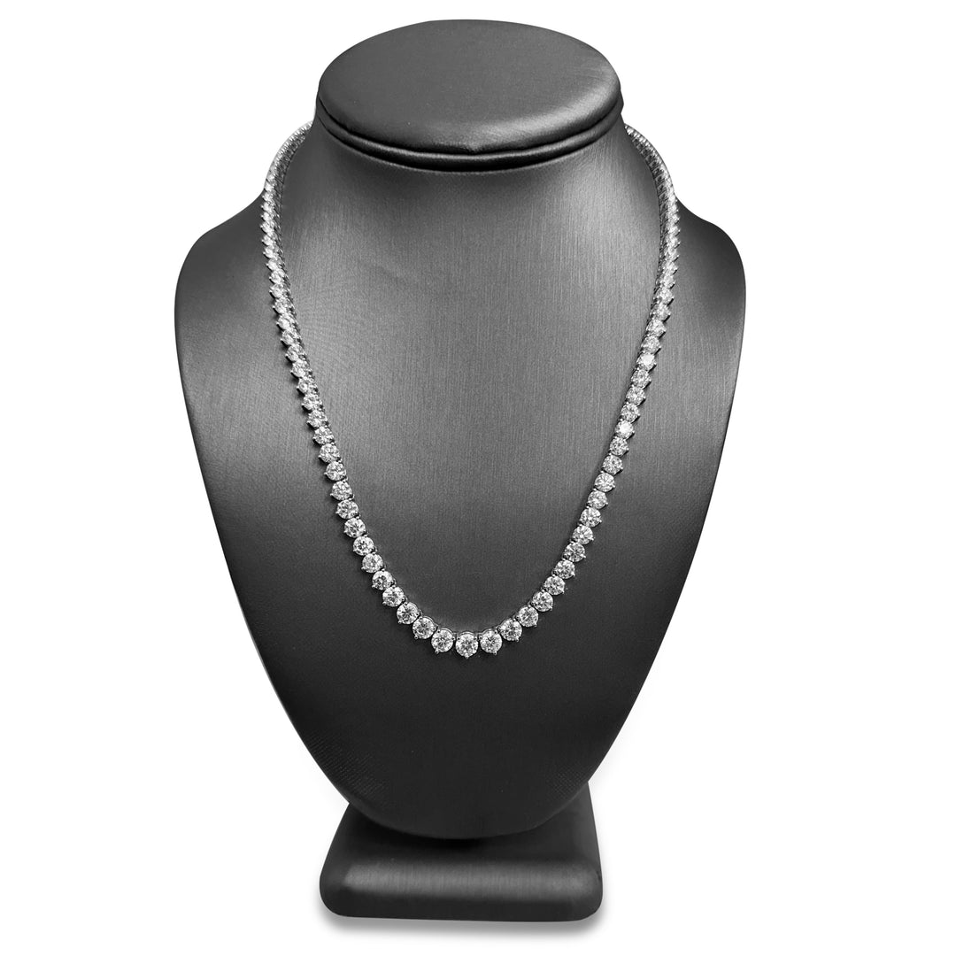 29.52ctw Round Brilliant Lab-Grown Diamond 18" Tennis Necklace in 14k White Gold