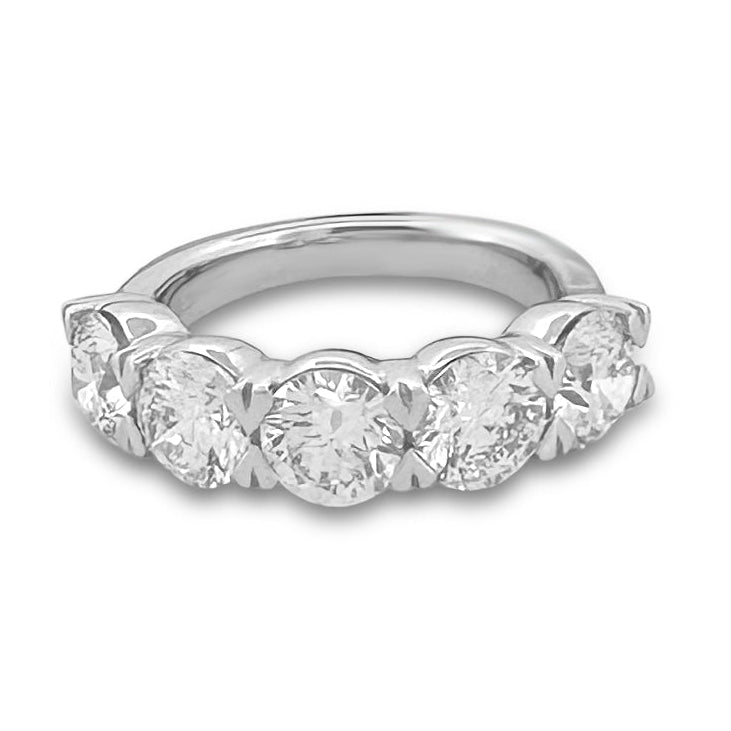 3.65ctw Round Brilliant Lab-Grown Diamond 5-Stone Wedding Band in 14k White Gold
