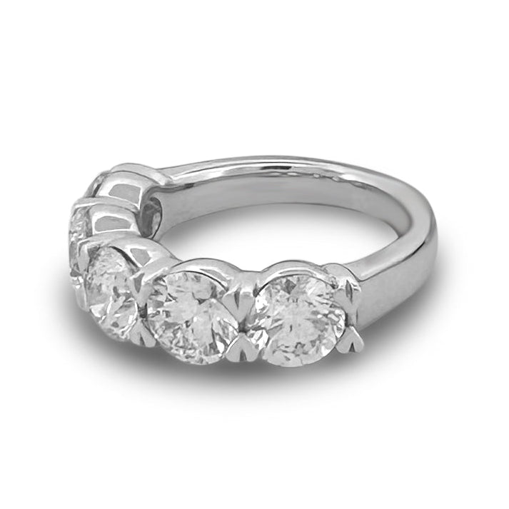 3.65ctw Round Brilliant Lab-Grown Diamond 5-Stone Wedding Band in 14k White Gold