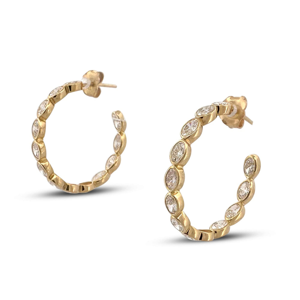 2.35ctw Oval Cut Lab-Grown Diamond Bezel-Set Inside-Out Hoop Earrings in 14k Yellow Gold