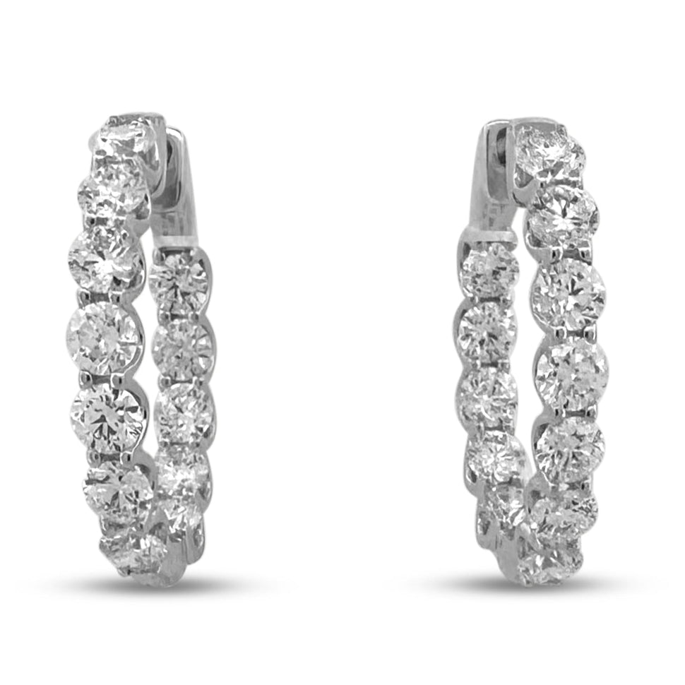 7.99ctw Round Brilliant Lab-Grown Diamond Inside-Out Hoop Earrings in 14kt White Gold